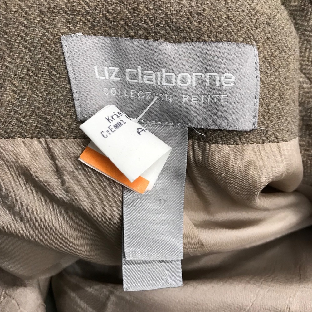 Vintage Liz Claiborne Collection Blazer Women's Petite 10P Tan Wool Blend - Picture 3 of 10
